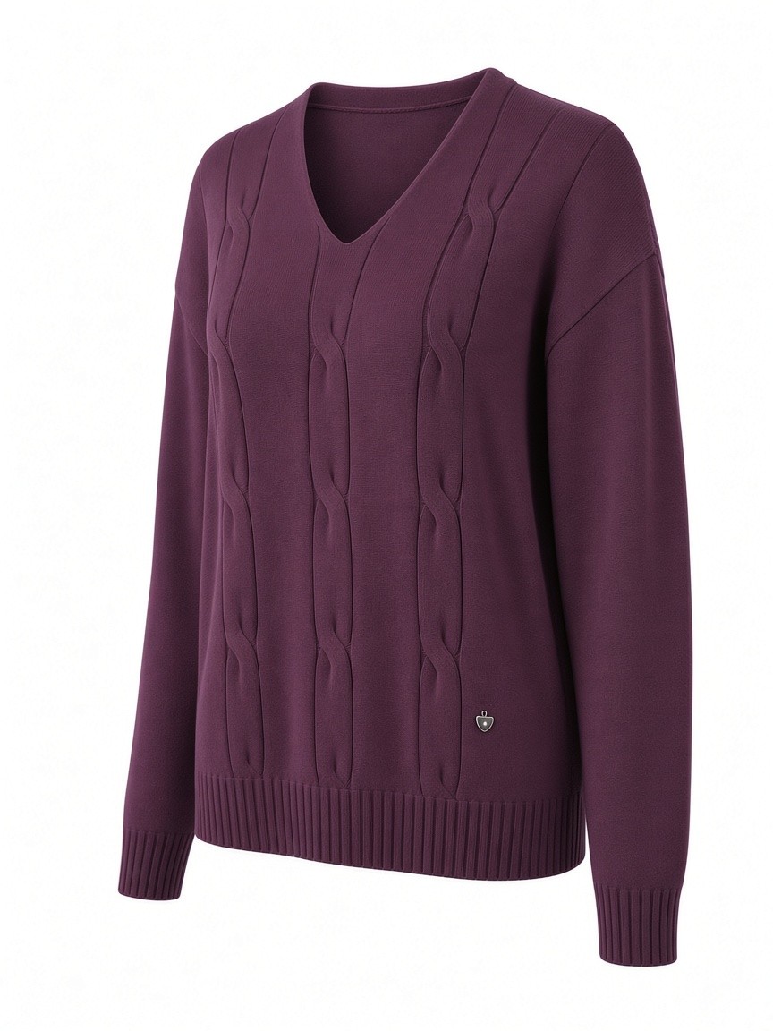 Dámsky pulóver s výstrihom do V s osmičkovým vzorom MINORITY BURGUNDY Tmavá bordová s.WEAR 2